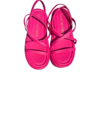 Stuart Weitzman Hot Pink Strappy Flat Sandals